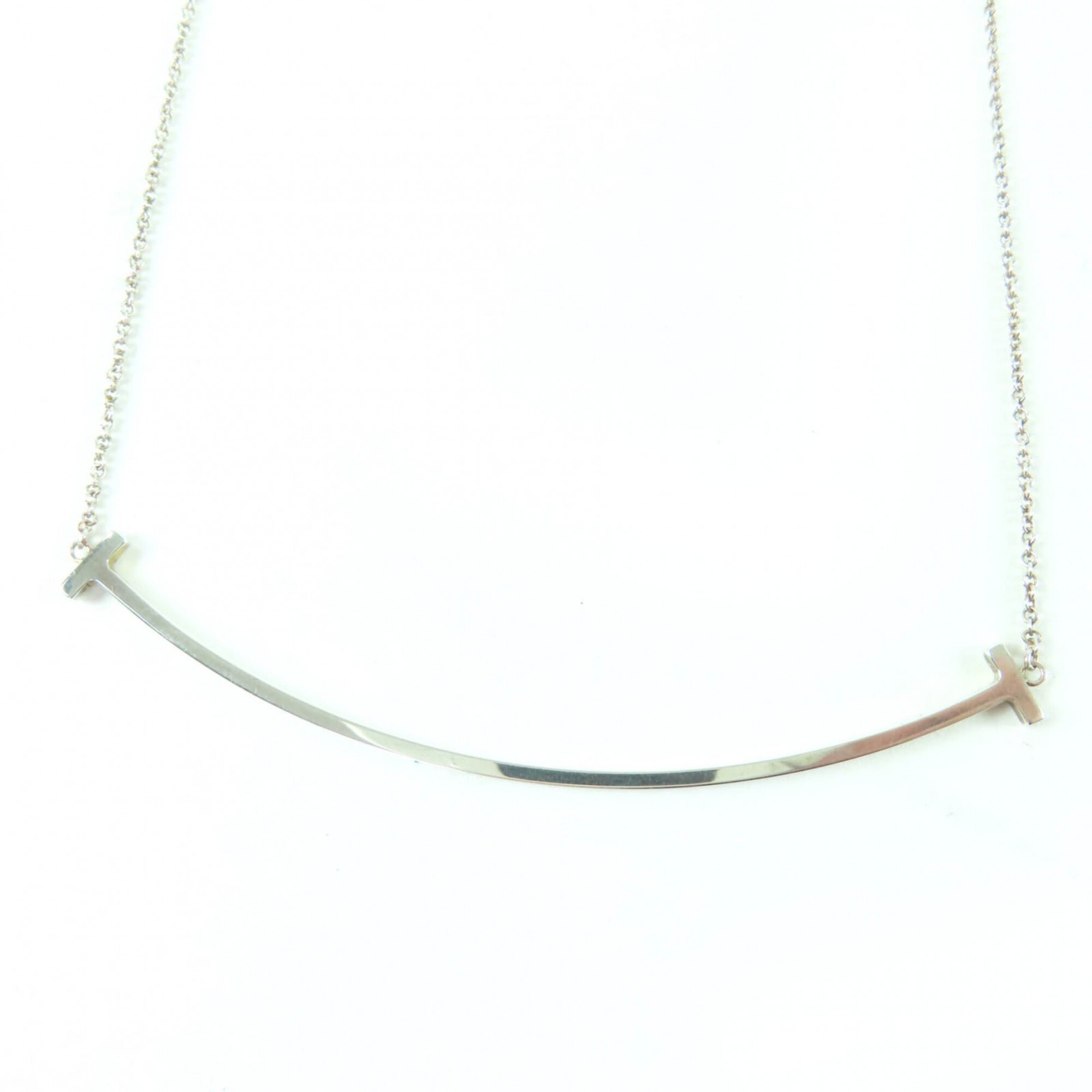TIFFANY&Co. Tiffany T Smile Pendant Large AG925 Necklace Silver Weight 2.8g Women\'s