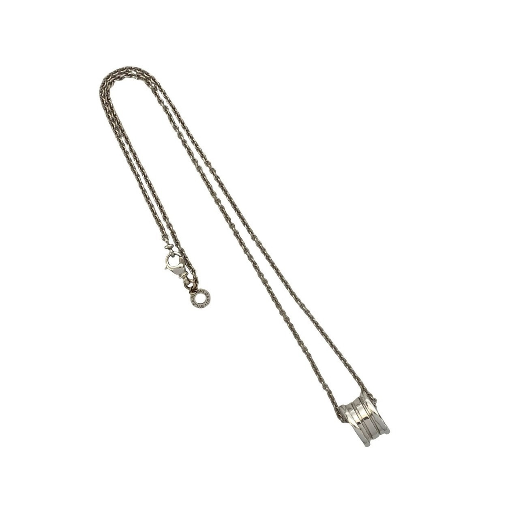 BVLGARI B.zero1 18K White Gold Chain Necklace Pendant in Silver o5072