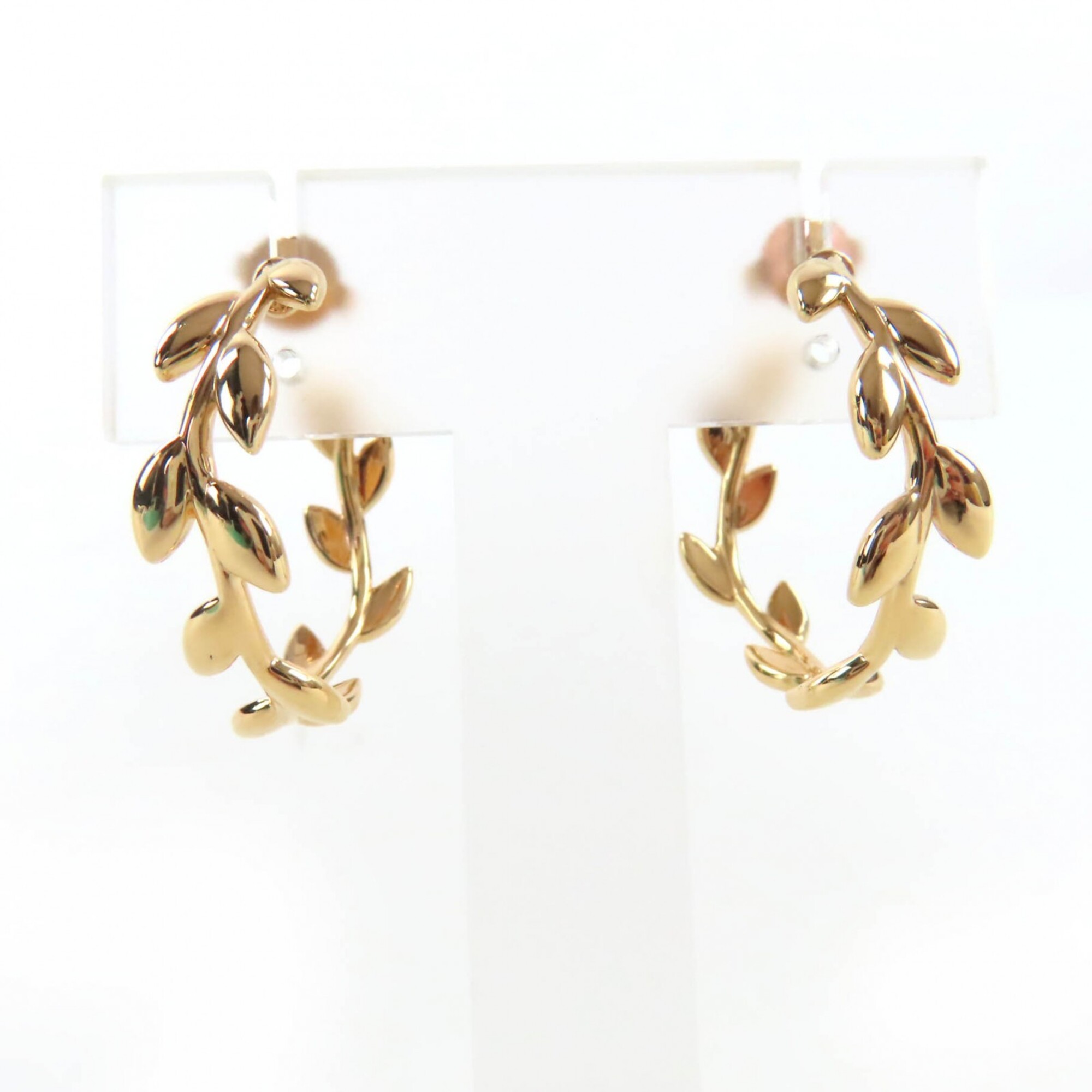 TIFFANY&Co. Tiffany Paloma Picasso Olive Leaf Hoop Earrings AU750 (PG) Current Model Pink Gold Comes
