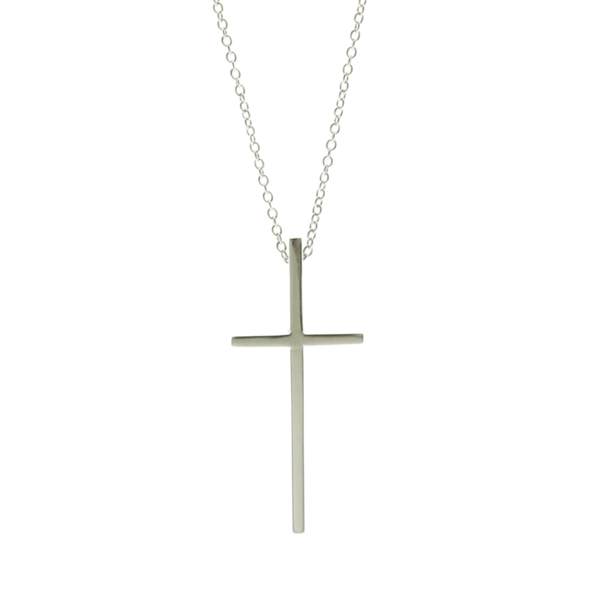 Tiffany Cross Necklace White Gold (18K) No Stone Men,Women Fashion Pendant Necklace (Silver)