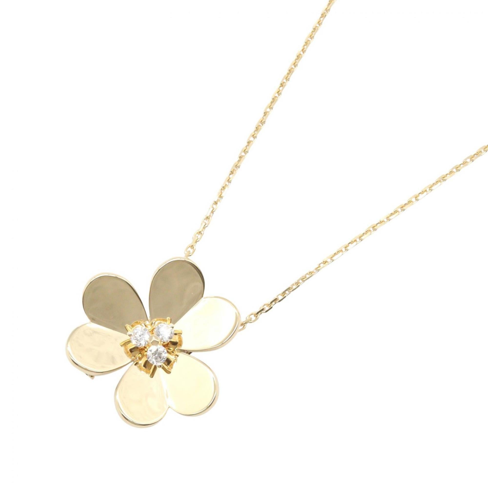 Van Cleef & Arpels Frivole Clip Very Large Model 3PD Necklace, 18K (Yellow Gold) Diamond Women\'s, G