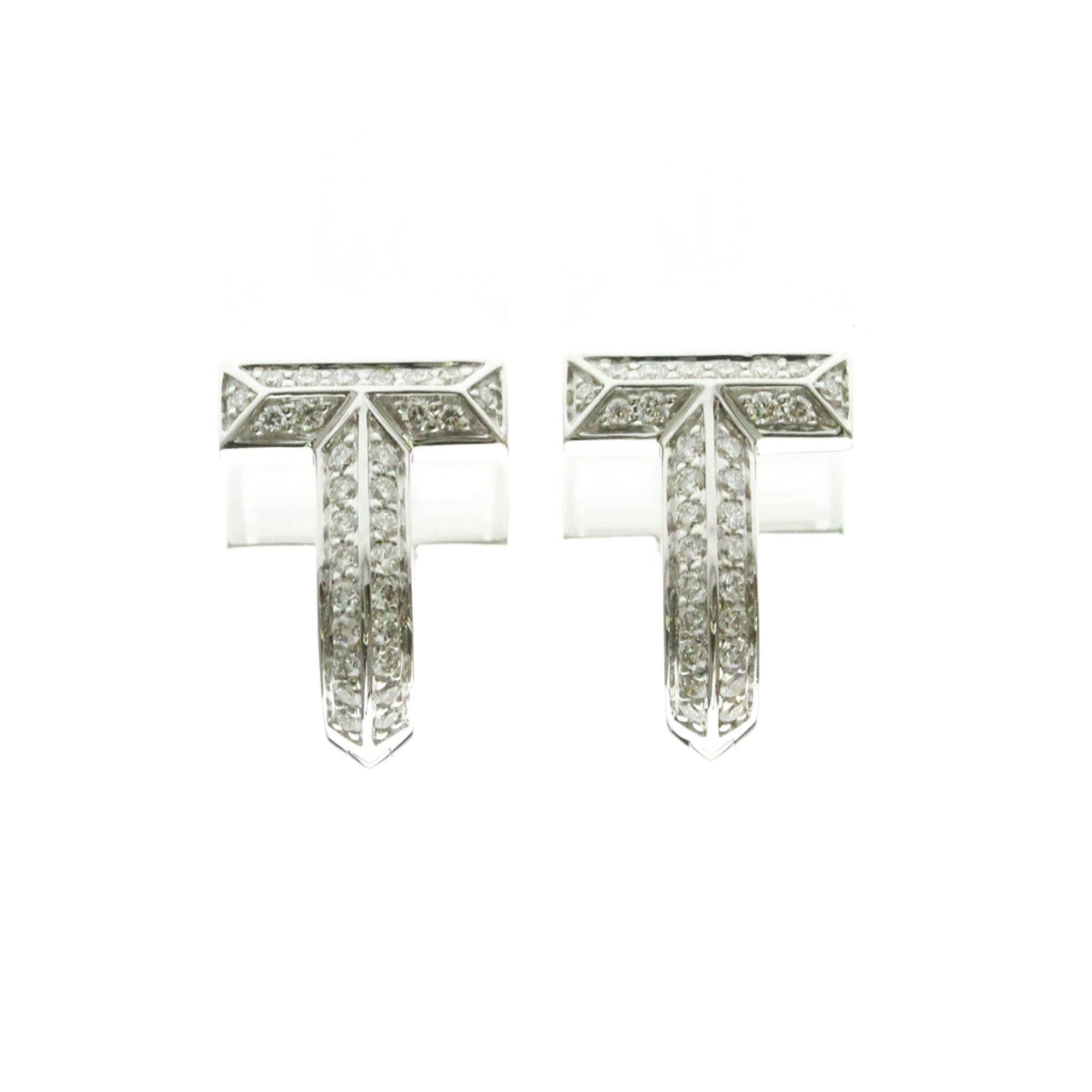 Tiffany Tiffany T T-shaped Single Earring With Diamond Diamond White Gold (18K) Hoop Earrings Silver