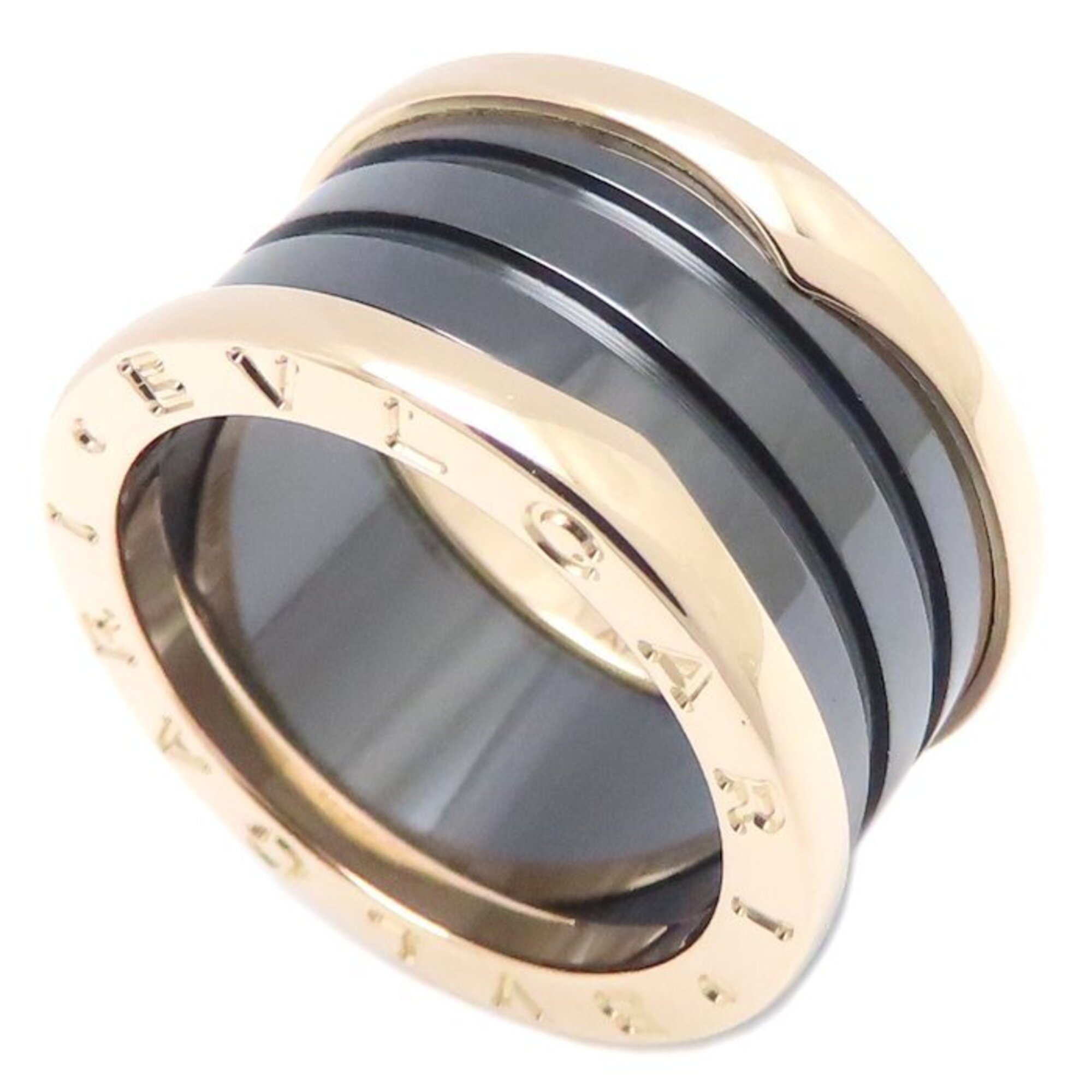BVLGARI B.zero1 Ring, 4-band, Size M, #54, 18KPG x Black Ceramic, Women\'s, 295250