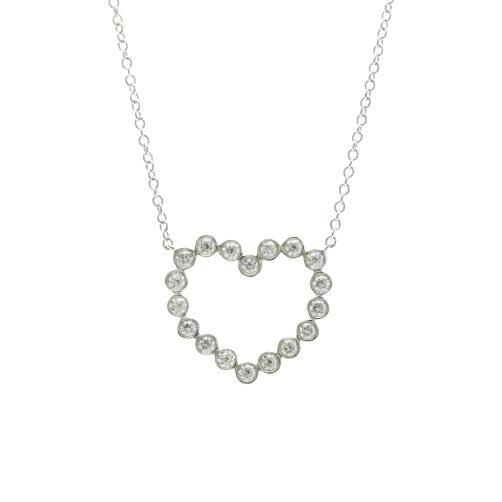 Tiffany Bezel-set Heart Diamond Necklace Platinum Diamond Men,Women Fashion Pendant Necklace (Silver