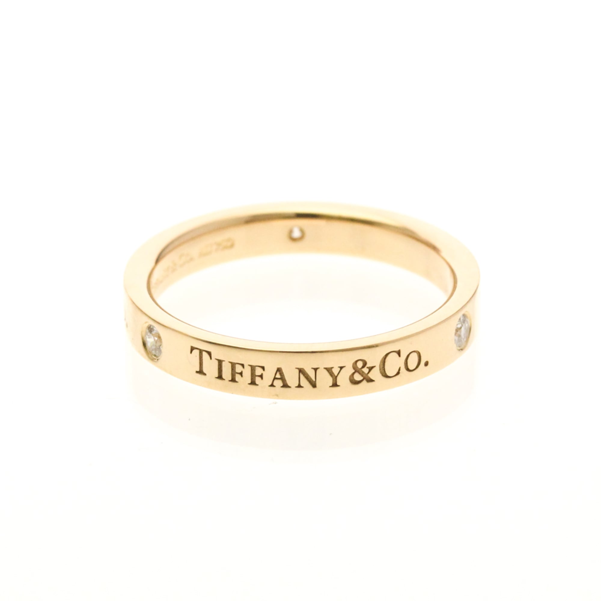 Tiffany Flat Band Ring 3P Diamond Pink Gold (18K) Fashion Diamond Band Ring Pink Gold