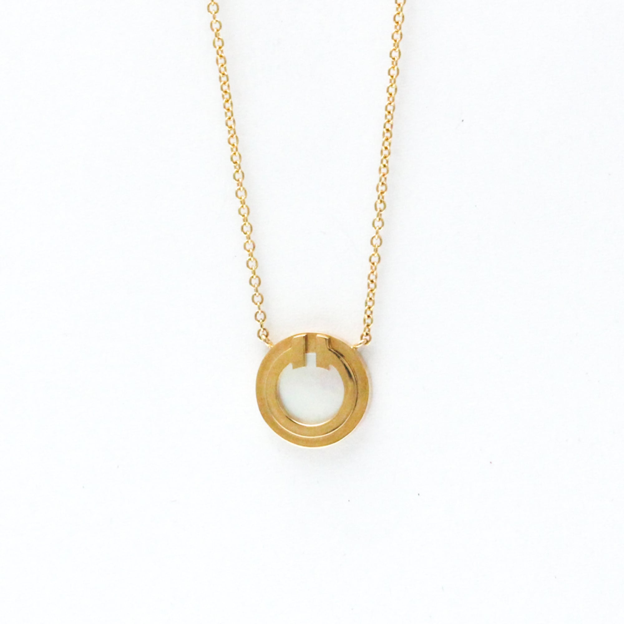 Tiffany T Two Circle Necklace Pink Gold (18K) No Stone Men,Women,Unisex Fashion Pendant Necklace (Pi