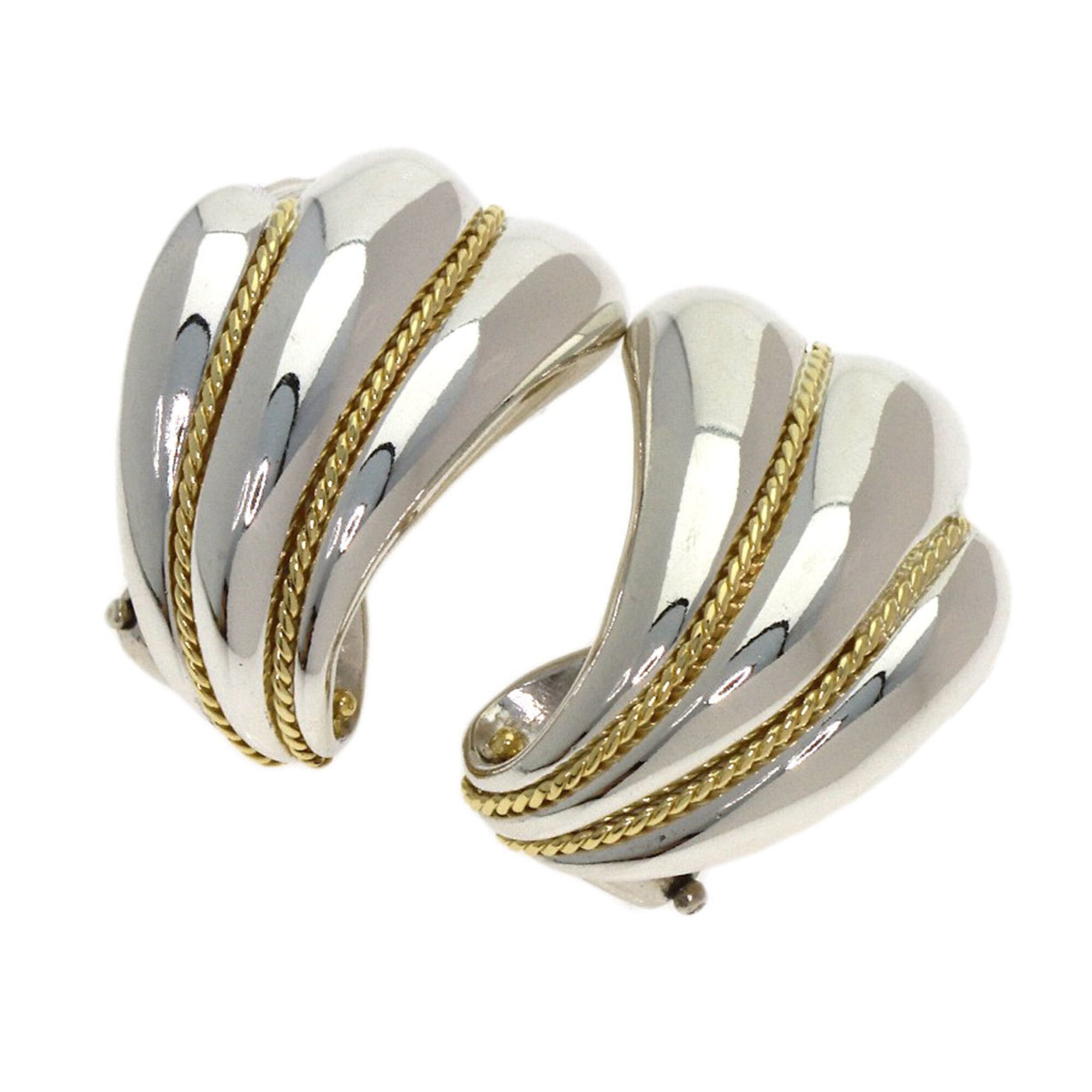 Tiffany & Co. Feather Twist Earrings, Silver/18K Yellow Gold, Women\'s.