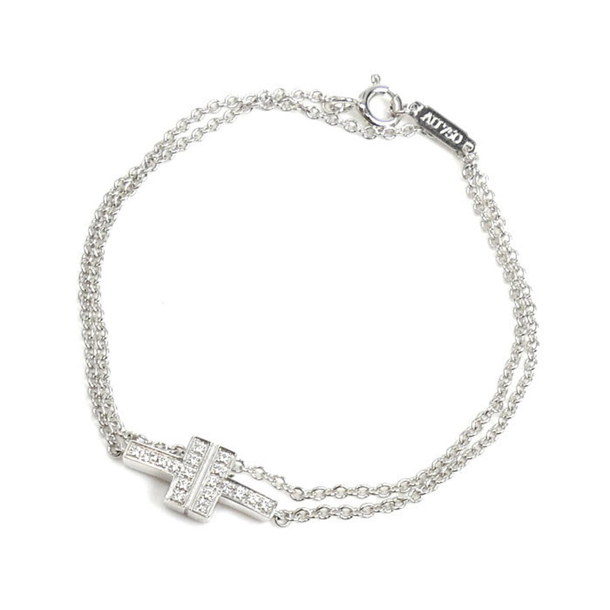TIFFANY&Co. Tiffany & Co. 18KWG White Gold T TWO Double Strand Bracelet with Diamonds, 3.8g, 30cm, W