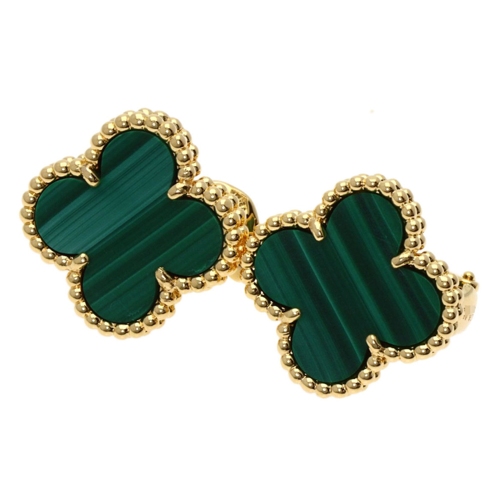 Van Cleef & Arpels Vintage Alhambra Malachite Earrings, 18K Yellow Gold, Women\'s