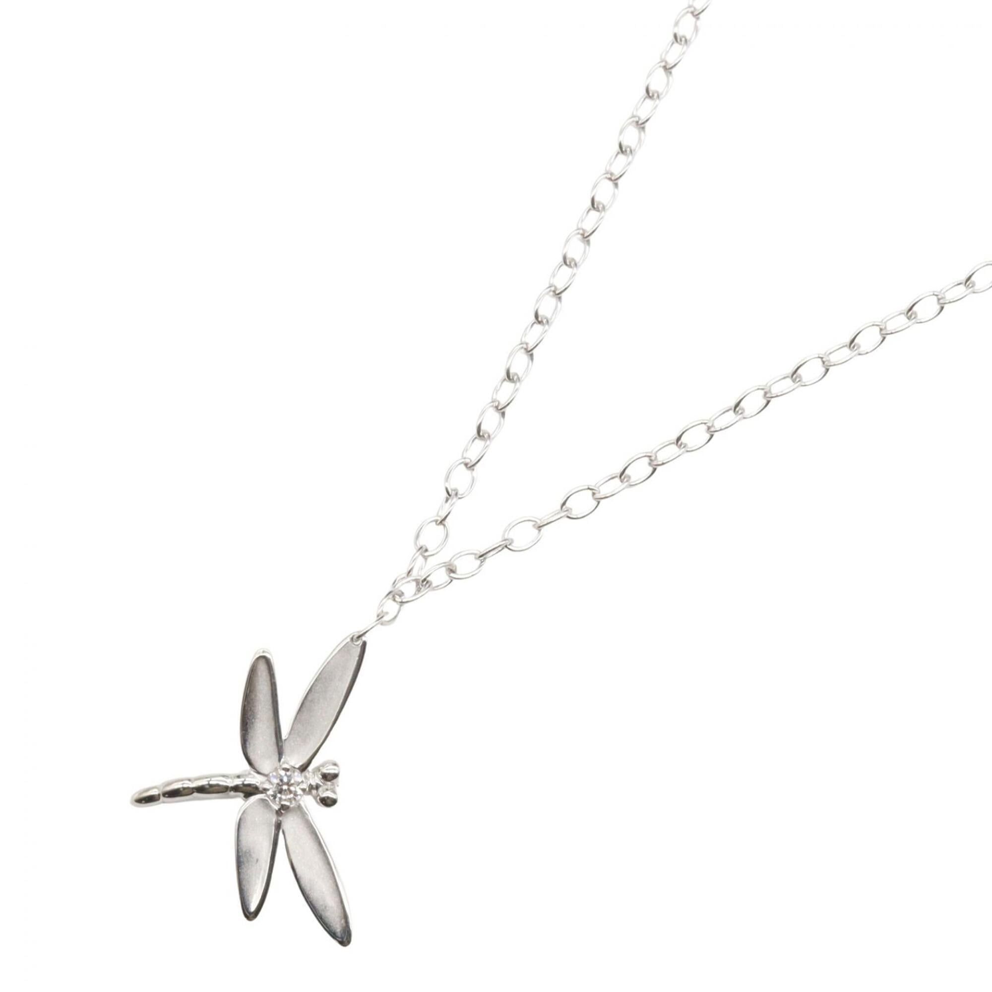 Tiffany & Co. Diamond Dragonfly Necklace, 18K White Gold (WG), Women\'s, Silver Tone