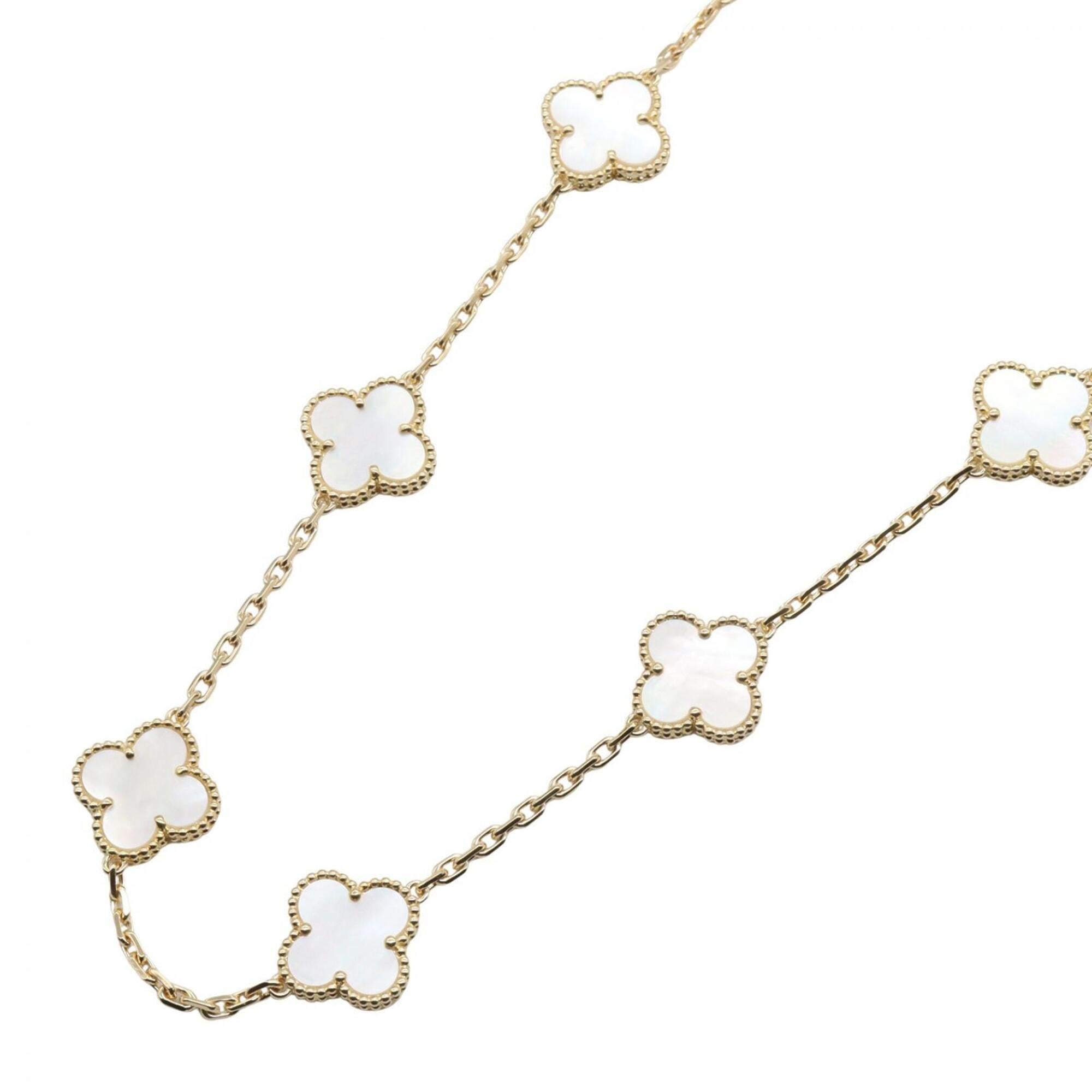 Van Cleef & Arpels Vintage Alhambra 10 Motif Mother-of-Pearl Necklace, 18K (Yellow Gold), Mother-of-