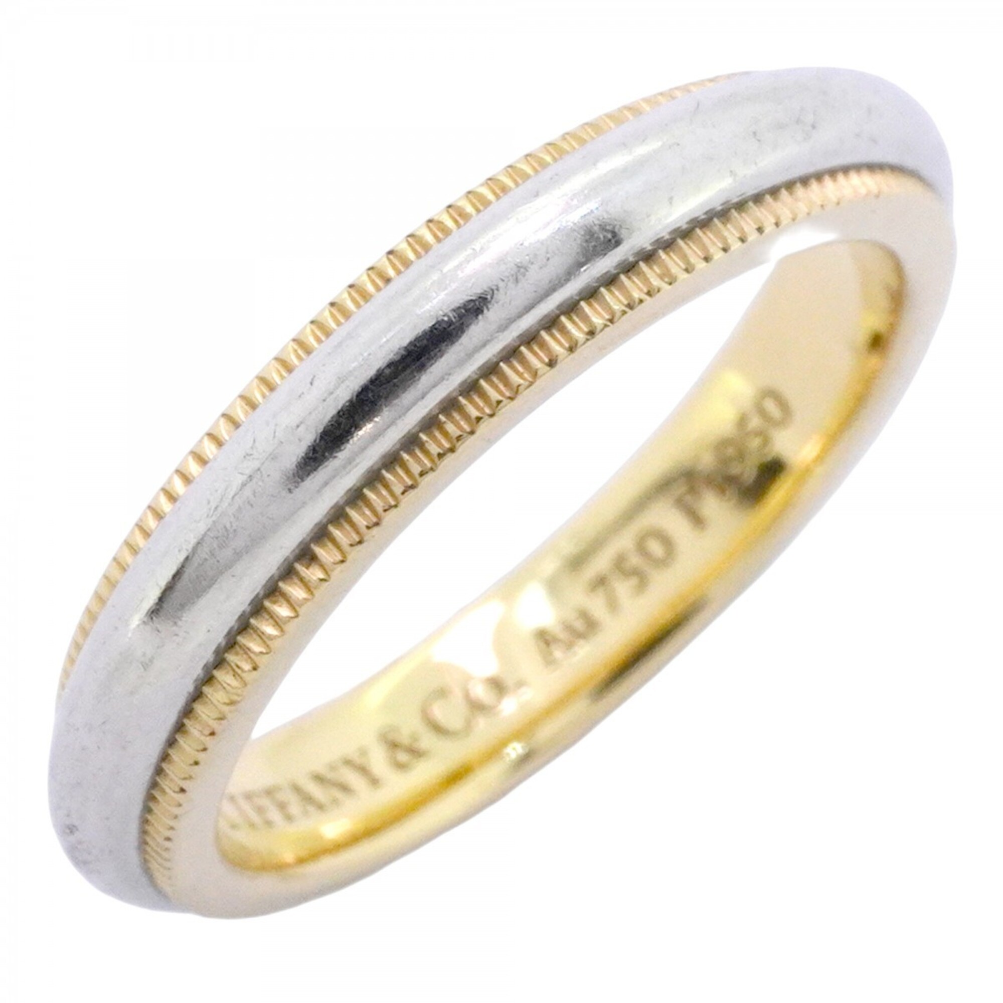 Tiffany & Co. Milgrain Ring, 18K Yellow Gold (KYG), Platinum (Pt950), Size 8.5, Women\'s