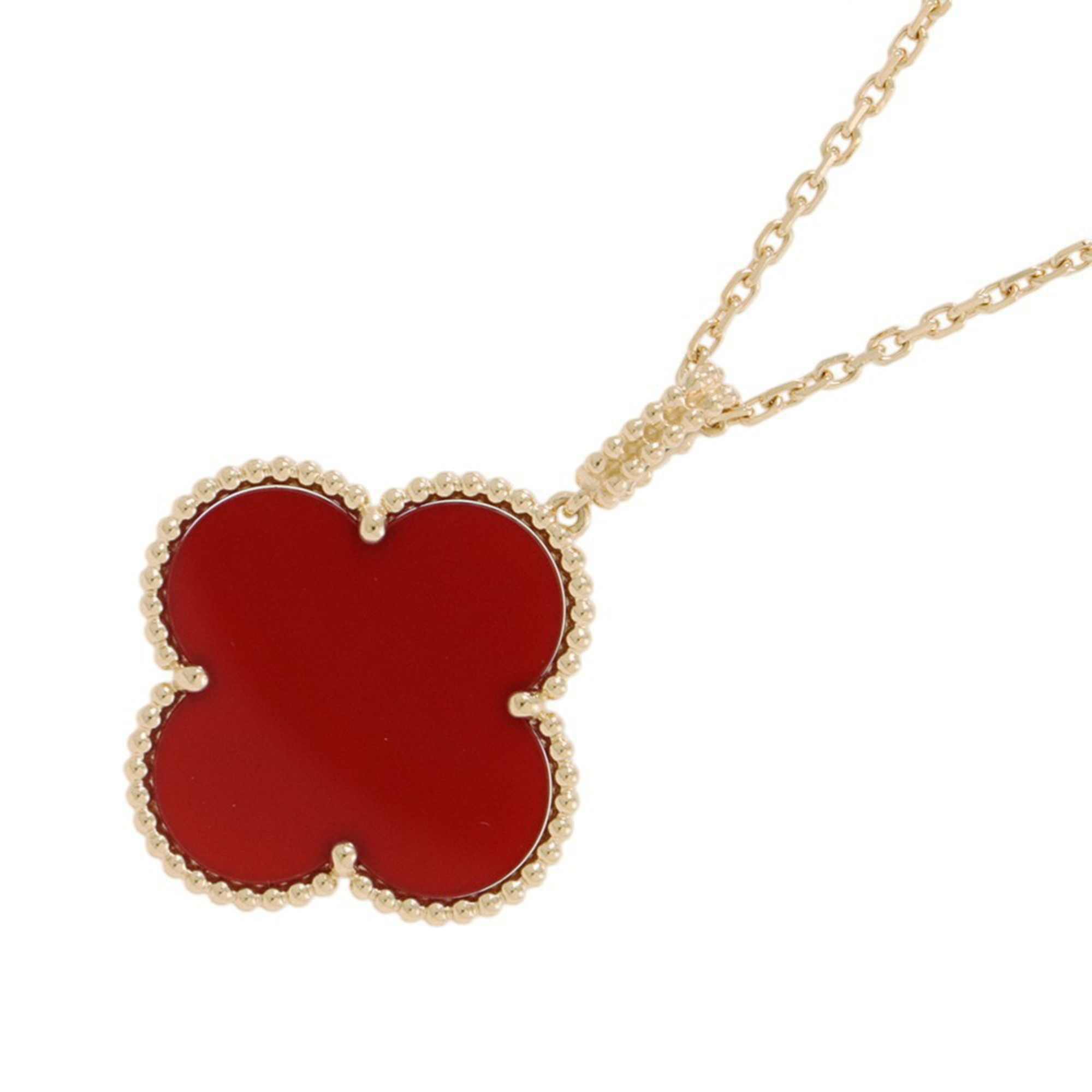 Van Cleef & Arpels Magic Alhambra Long Necklace, 1 Motif, Carnelian, 18K Yellow Gold (VCARO49N00)
