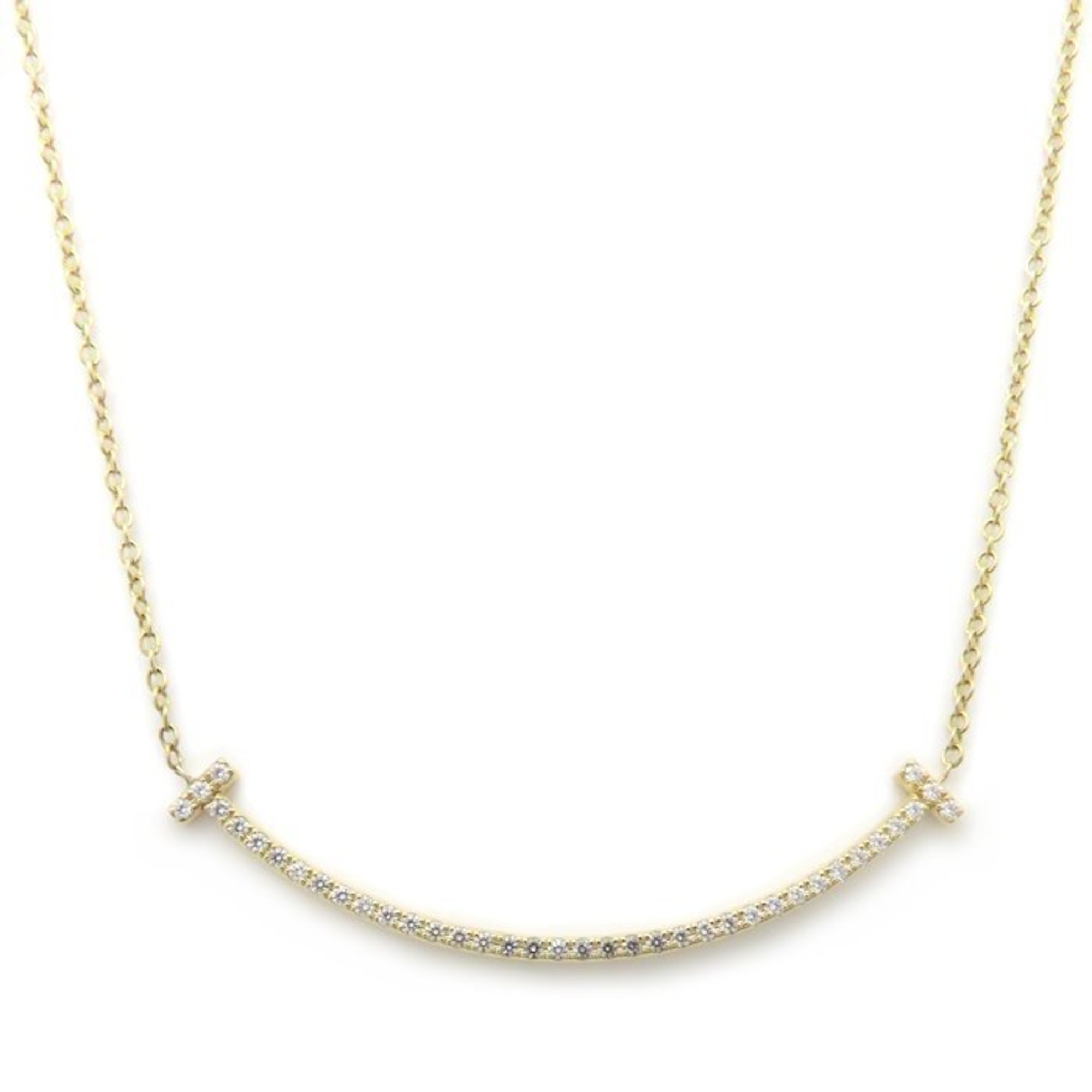 TIFFANY & Co. Tiffany T Smile Necklace, Small Diamond, 18K White Gold, Women\'s, 63058777, 295166