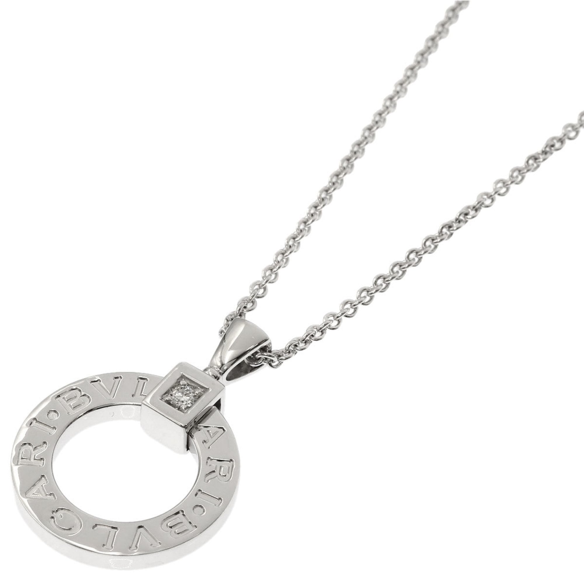 BVLGARI 1P Diamond Necklace 18K White Gold Women\'s
