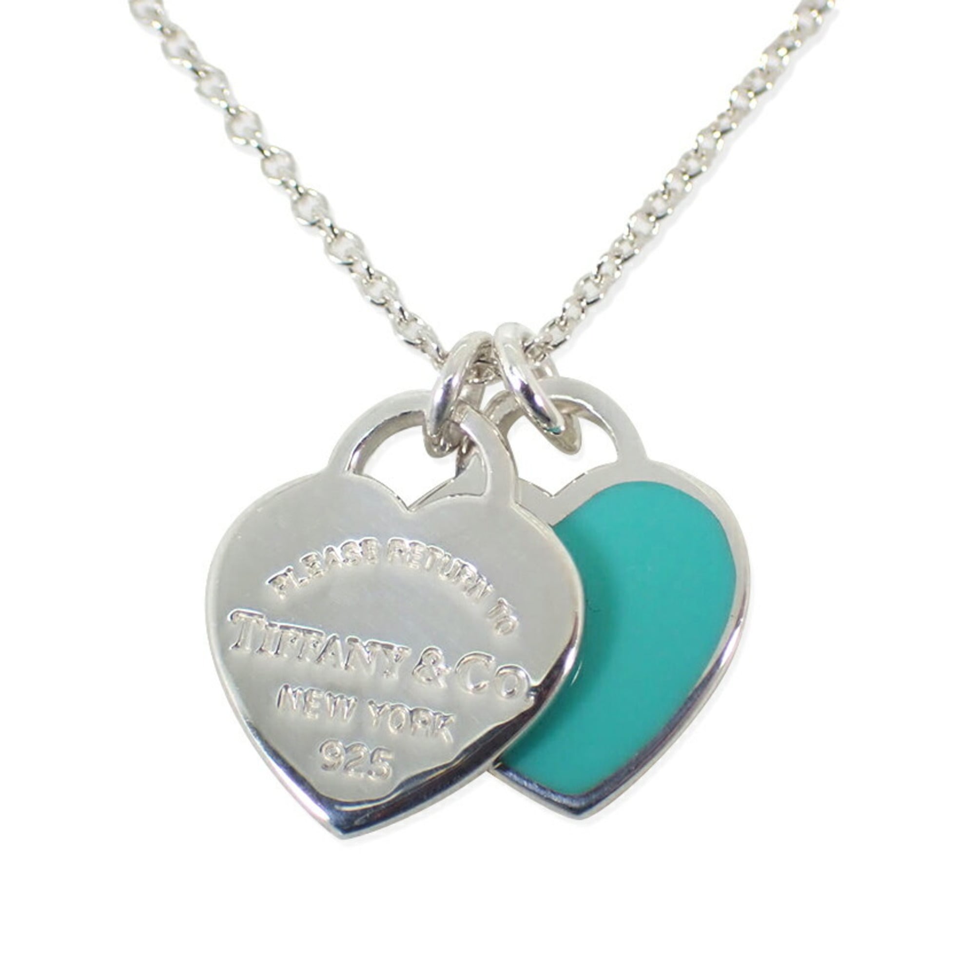 TIFFANY & Co. 925 Enamel Return to Tiffany Double Heart Tag Pendant