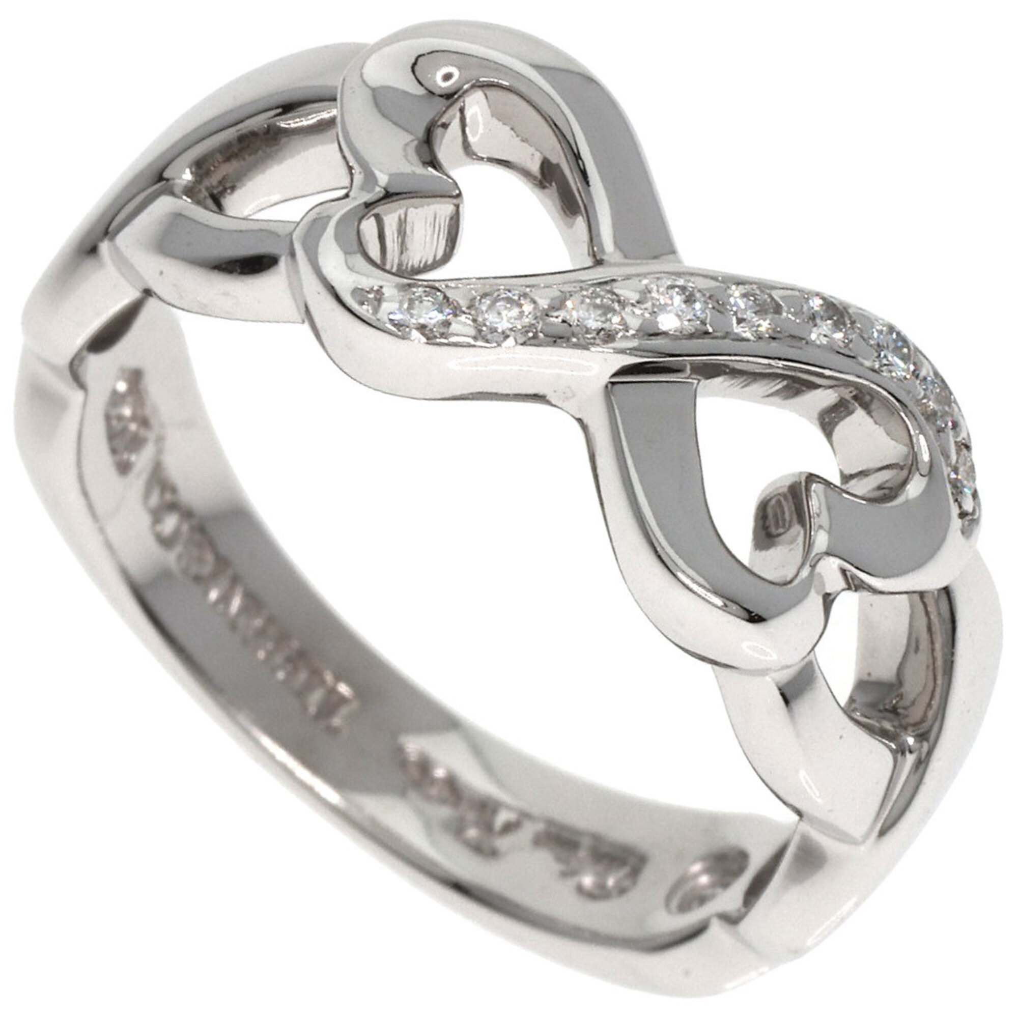 Tiffany & Co. Double Loving Heart Diamond Ring, 18K White Gold, Women\'s.