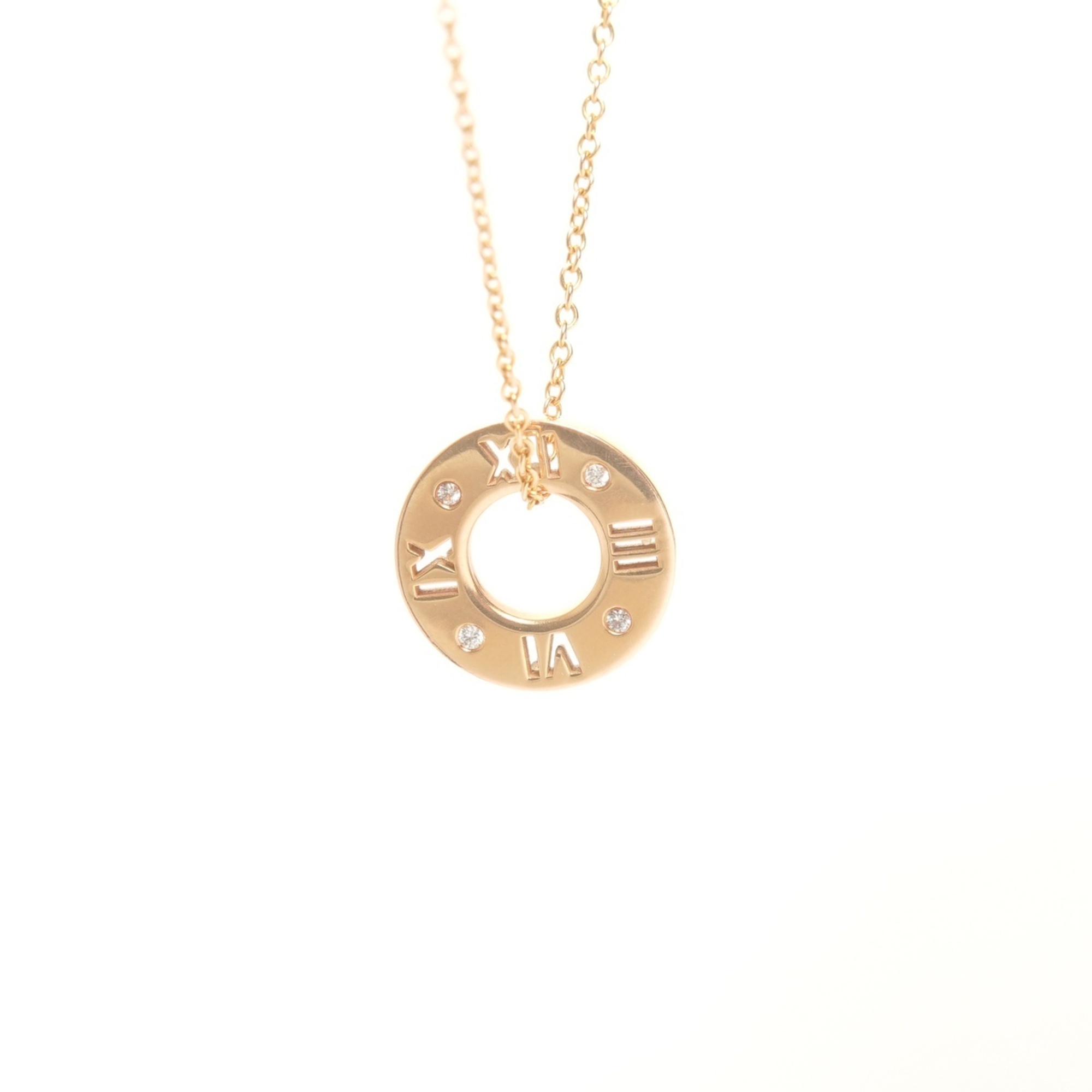 Tiffany & Co. Atlas Pierced Diamond K18 750 Necklace Gold