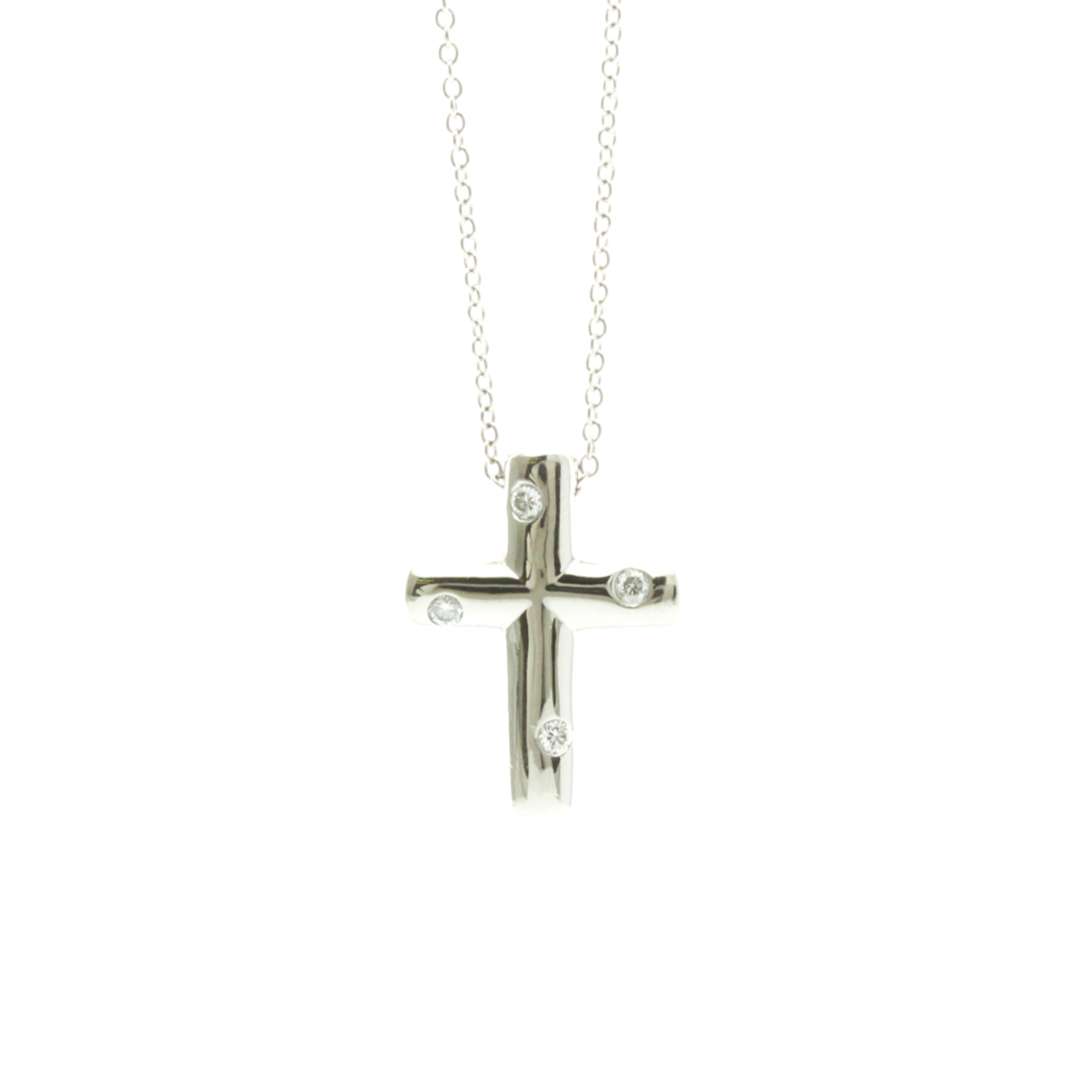Tiffany Dots Cross Diamond Necklace Platinum Diamond Men,Women Fashion Pendant Necklace (Silver)