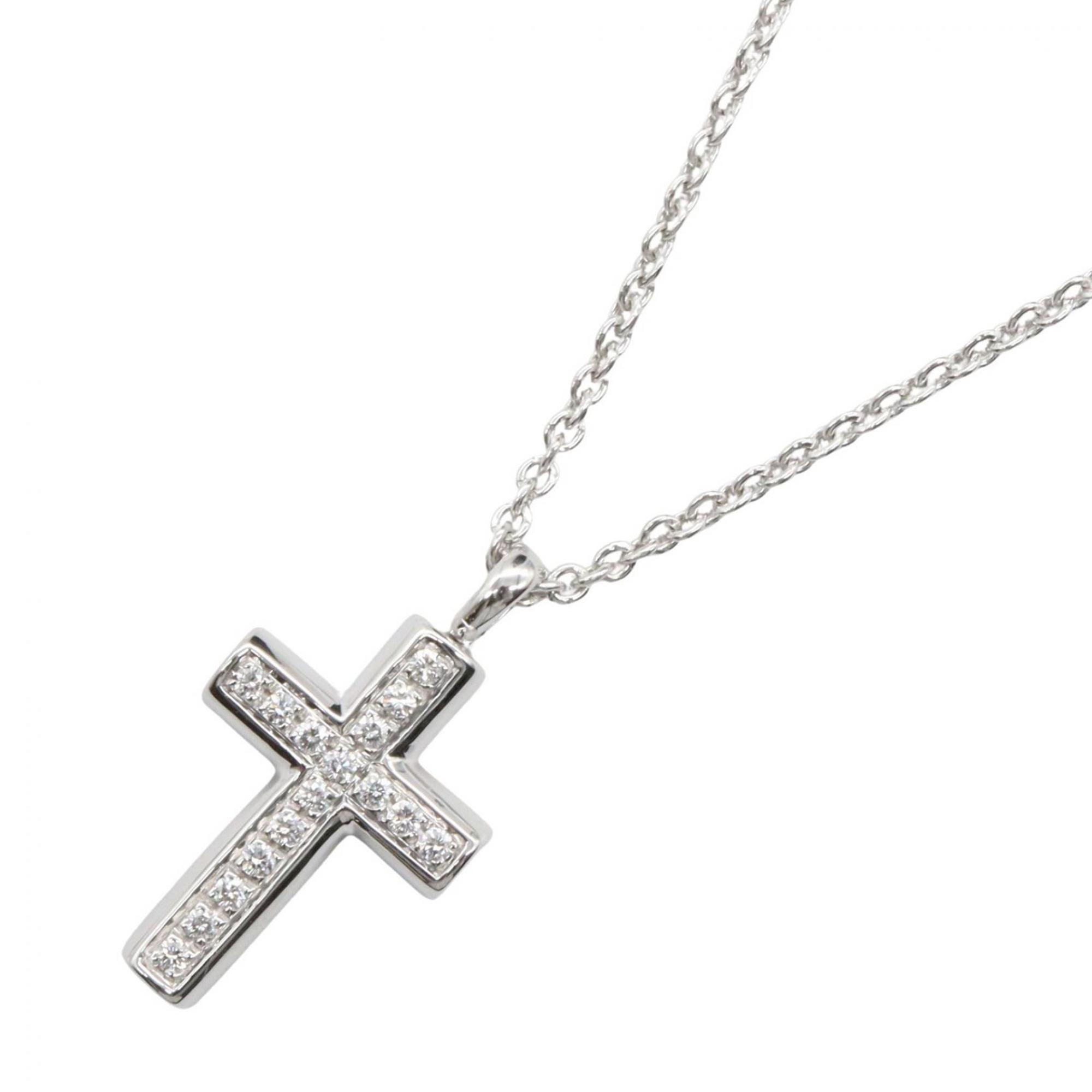 BVLGARI Latin Cross Diamond Necklace in 18K White Gold with Diamonds, Women\'s, Silver and Clear