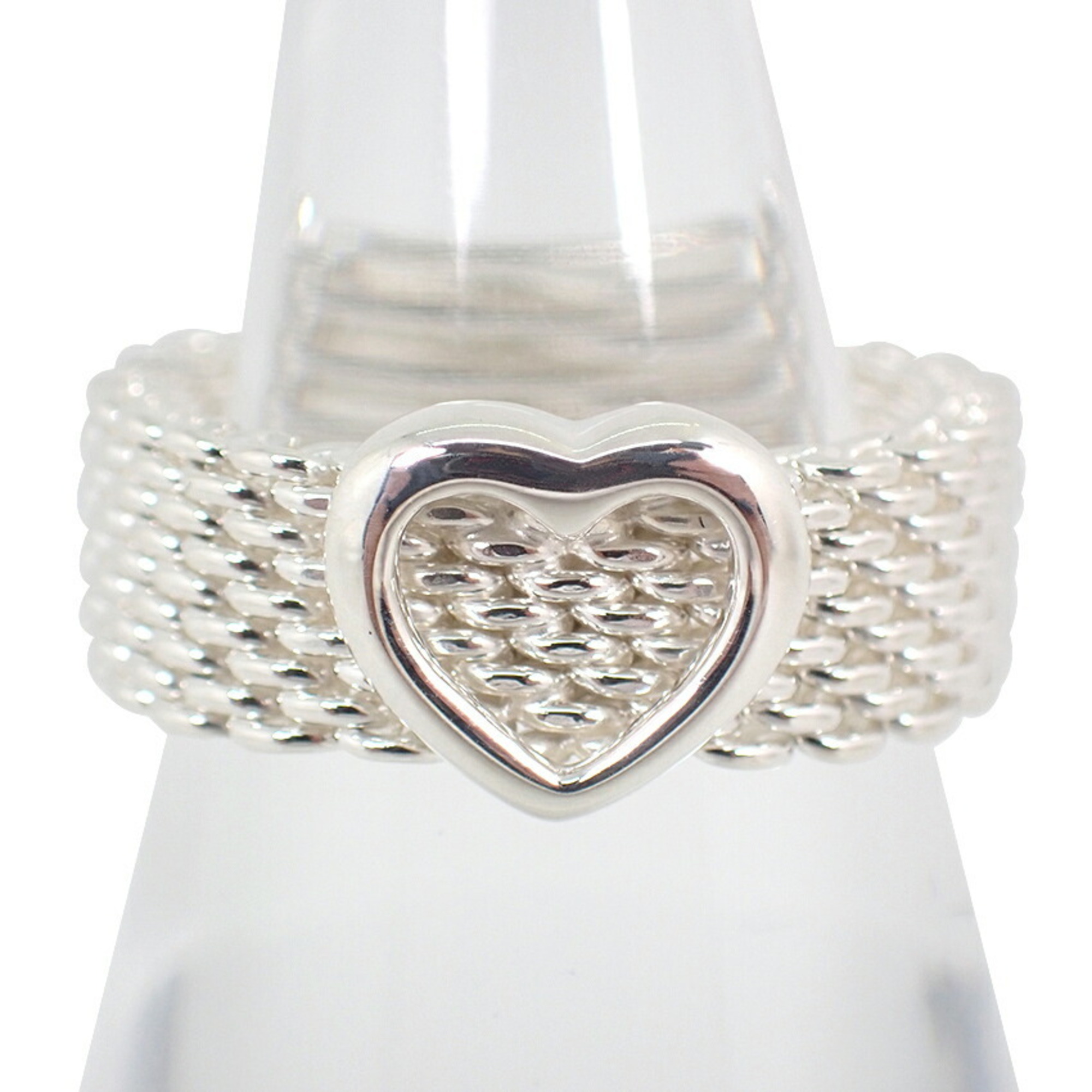TIFFANY & Co. 925 Heart Somerset Mesh Ring, Size 12.5