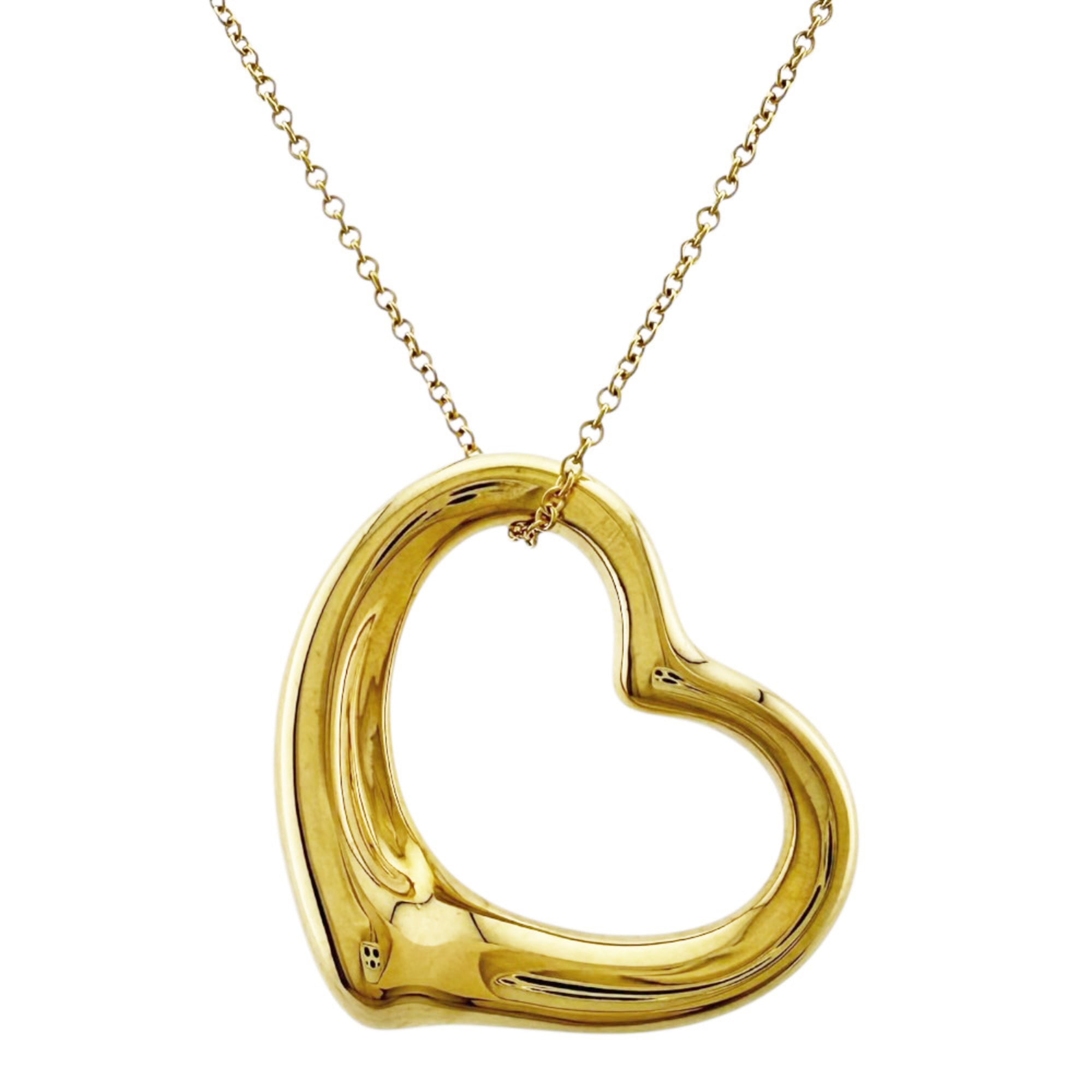 Tiffany & Co. Open Heart Necklace, 18K Gold, Women\'s, Pre-owned.