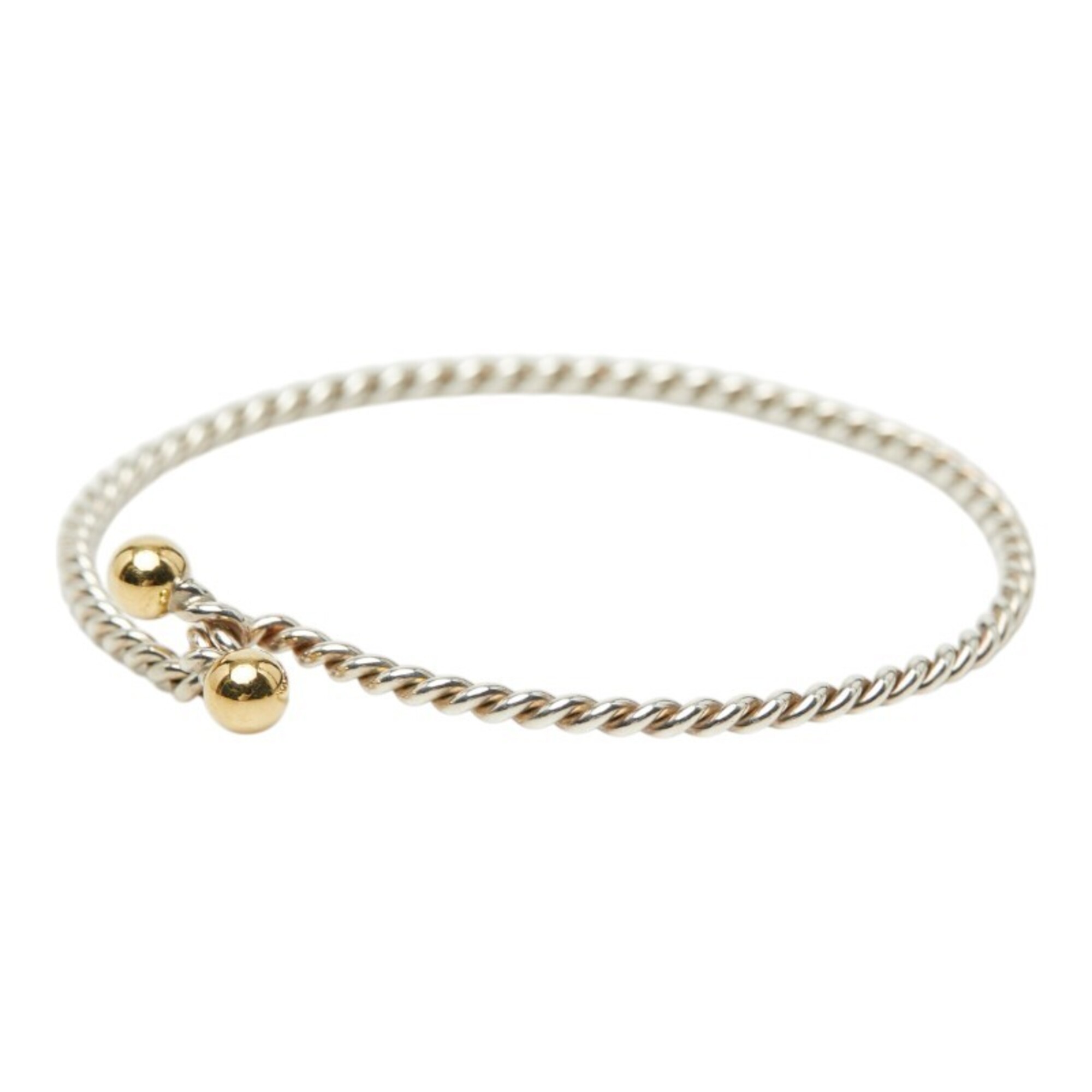 Tiffany & Co. Double Eye Twist Bangle Bracelet, Silver and Gold (SV925), 18K Yellow Combination, Wom