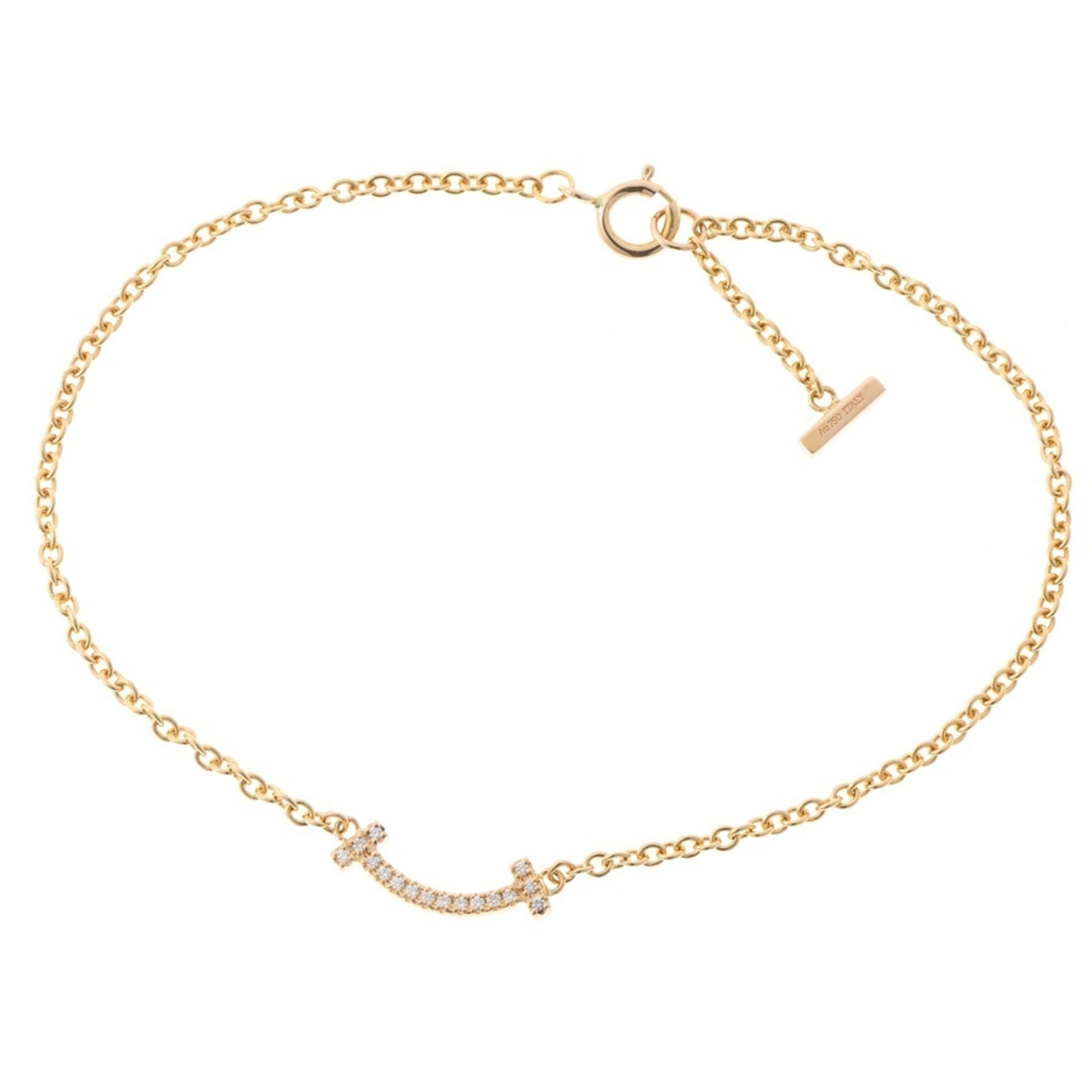 Tiffany & Co. T Smile Mini Bracelet with Diamonds 62994576 18K Yellow Gold