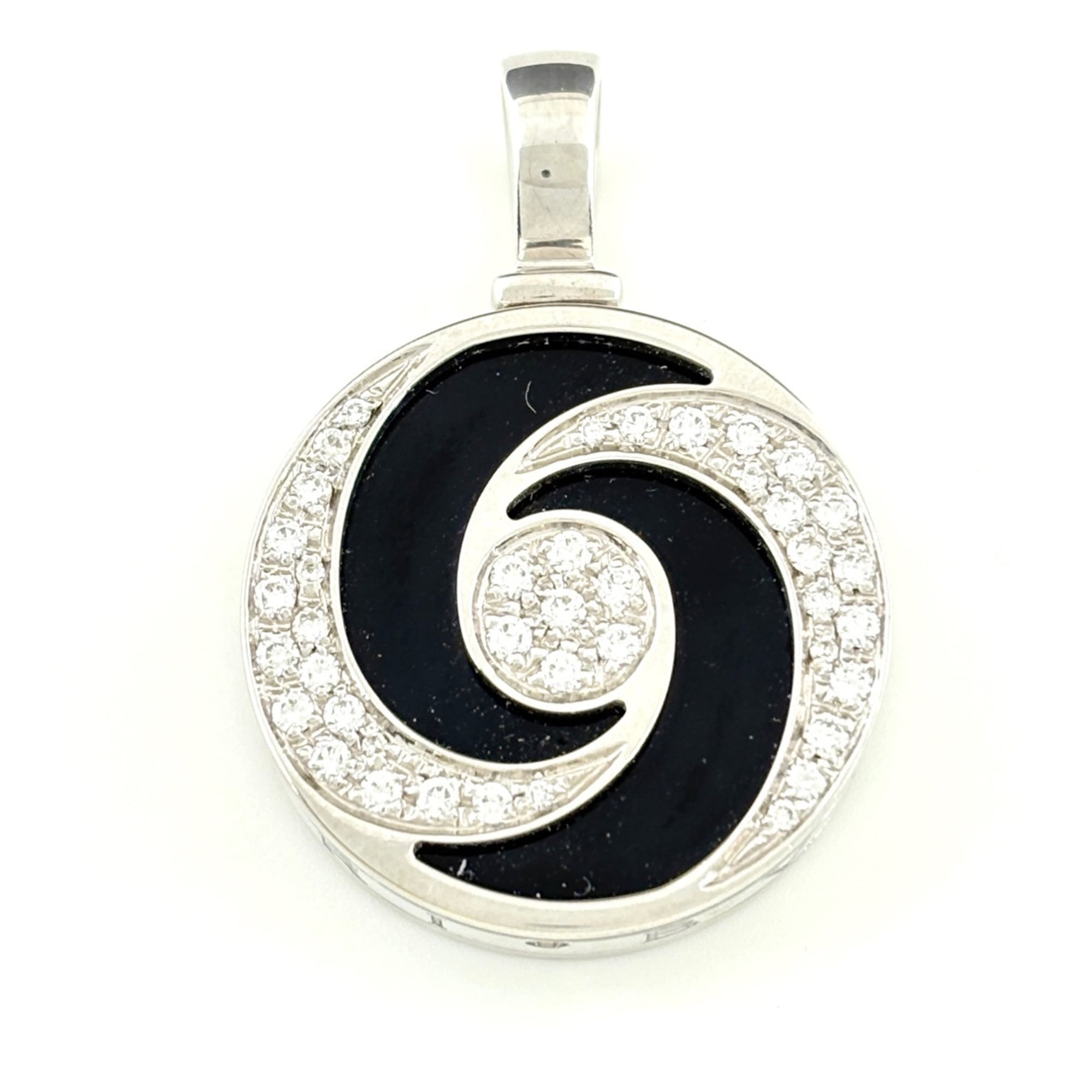 Bulgari BVLGARI Optical Pendant Top WG White Gold Melee Diamond 750 Steel Onyx Women\'s