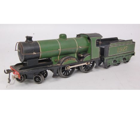 Bassett-Lowke completely repainted light green c/w 4-4-0 'Duke of York' with 1927 on smokebox door, touching in to body with 