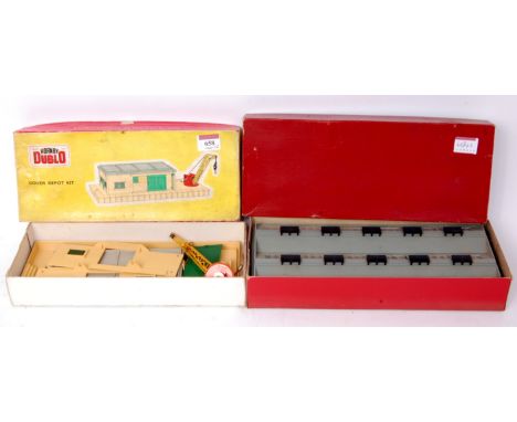 Hornby Dublo 5005 2-road engine shed and 5020 goods depot dismantled plastic kits, both have window glass, ventilations etc, 