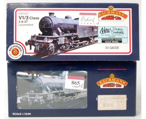 A Bachmann 31-605 call V3 tank engine and a similar 31-609 fitted with Westinghouse pump, both BR livery (NM-BNM)