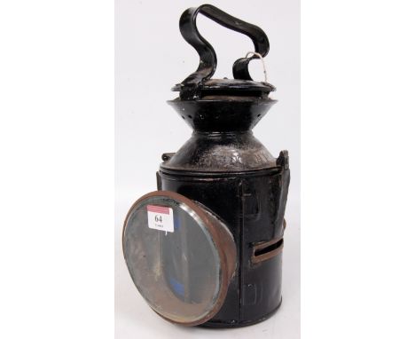 An LNER knob lamp with replacement burner marked North Elham  Condition Report / Extra Information With interior glass but ha