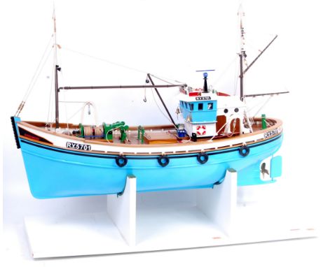 Scratch built scale model of a remote control fishing trawler, a very well made model named Rosemere and numbered RY5701, fit