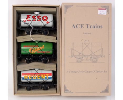 Ace tanker set 2 comprising light grey Esso, green Castrol, and Regent (NM-BG)