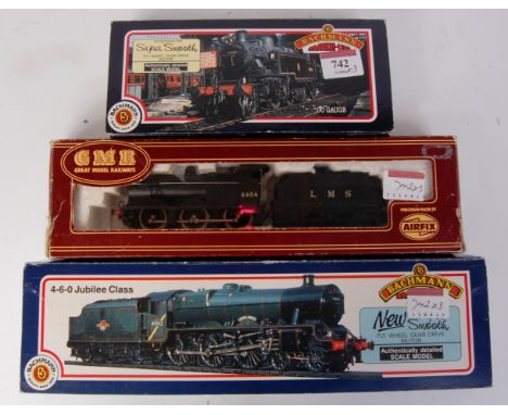 A Bachmann 31-153 BR lined green Jubilee class engine and tender No. 45596 'Bahamas' (G-BG), 31451A Ivatt tank engine, weathe