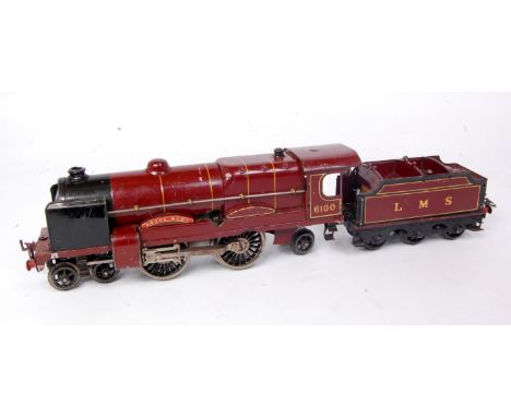 Hornby 1936-41 red LMS c/w 4-4-0 no. 3C 'Royal Scot' loco no. 6100 shadowed on cab, black smoke box and smoke deflectors, 4 b
