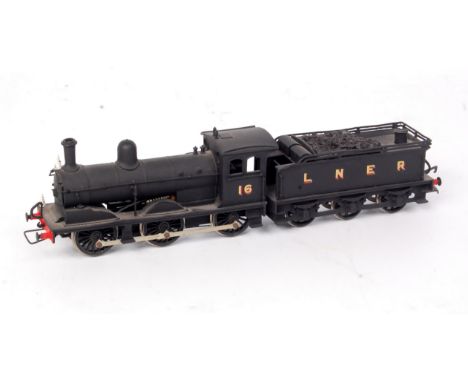 A whitemetal kit built 0-6-0 goods engine and tender as LNER No. 16 (VG)