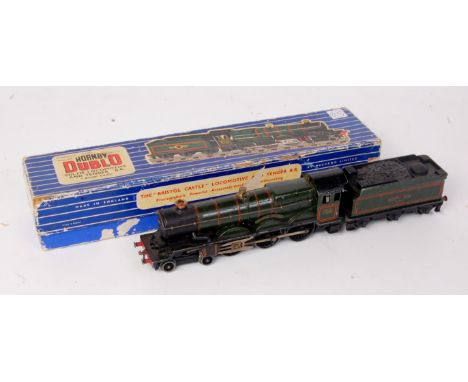 A Hornby Dublo EDL20 'Bristol Castle' engine and tender, some chips to paint, loss to raised edges and has been over varnishe