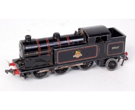 A Hornby Dublo EDL17 tank engine, gloss black, some paint loss to raised edges, one pony wheel loose (FG-BG)
