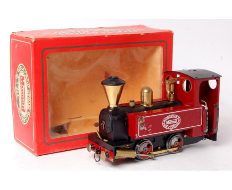 Mamod SL2 0-4-0 steam locomotive, maroon version in the original box with leaflet, some areas of corrosion and signs of use (