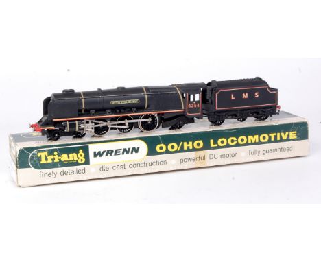 A Triang Wrenn W2227 LMS post war black 'City of Stoke-on-Trent' engine and tender, packer No. 6 on box base (G-BG)