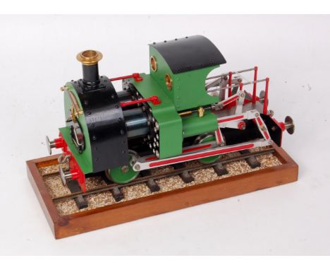 Gauge one narrow gauge 0-4-0 saddle tank locomotive RIA-TOH No. 1 marked on plate FWW Eng. built 1993, hot air powered engine