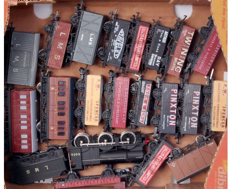 17 mixed made wagons and 2 four-wheel coaches together with an Airfix Fowler goods engine and tender, LMS 4454 (F-G)