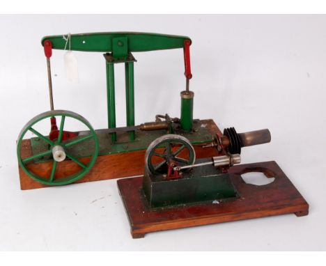 Scratch built simple full beam engine with single upright cylinder, 4½ inch overhung flywheel with grooved centre extension, 