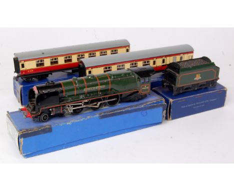 A Hornby Dublo EDL12 gloss green 'Duchess of Montrose' engine and tender, a few minor blemishes and one small fold to tender 