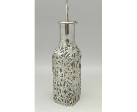 A Chinese silver covered scent bottle, marked Sterling, Hong Kong
