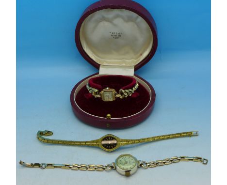 A lady's 18ct gold cased Rotary wristwatch and two other lady's wristwatches