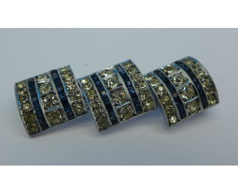 A 935 silver Art Deco style diamante brooch
