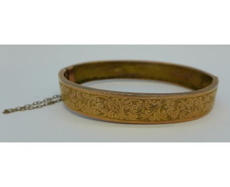 A Victorian 9ct gold bangle, Birmingham 1887, 10.8g